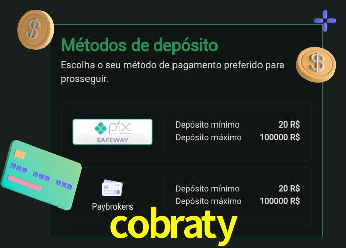 O cassino cobraty oferece uma grande variedade de métodos de pagamento